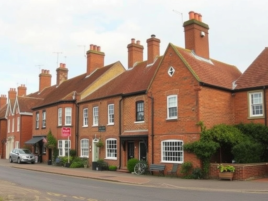 old brick houses and buildings with historic charm in a village setting