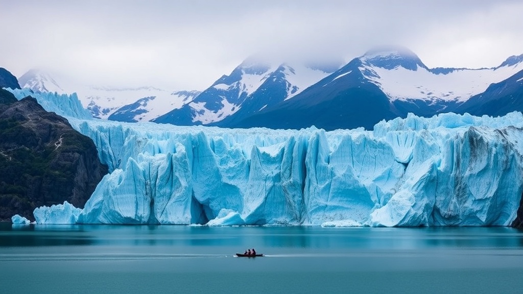 Glacier Grey in Patagonia with towering walls of blue ice
