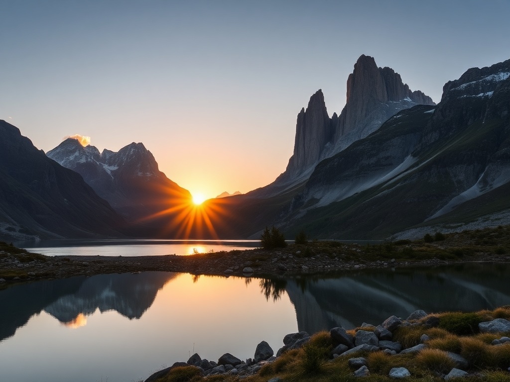torres del paine towers sunrise reflection lake hikers dramatic patagonia