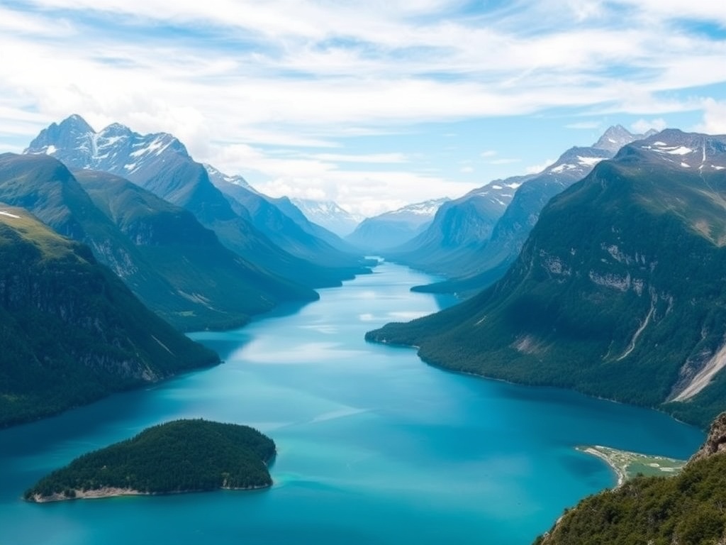 a breathtaking view of Fiordland National Park, surrounded by majestic mountains and crystal-clear lakes