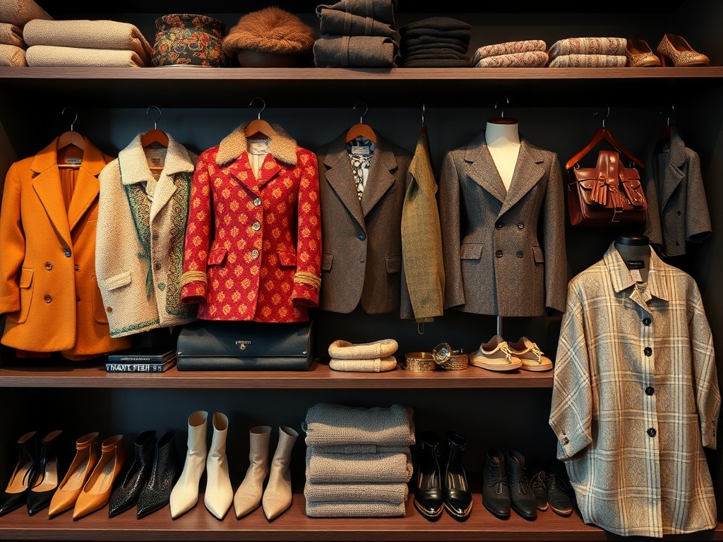 display of rare fashion items in a well-organized shelf