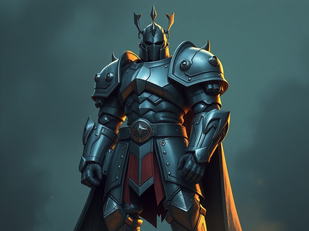 Alphonse Elric in full armor, standing tall with a strong presence
