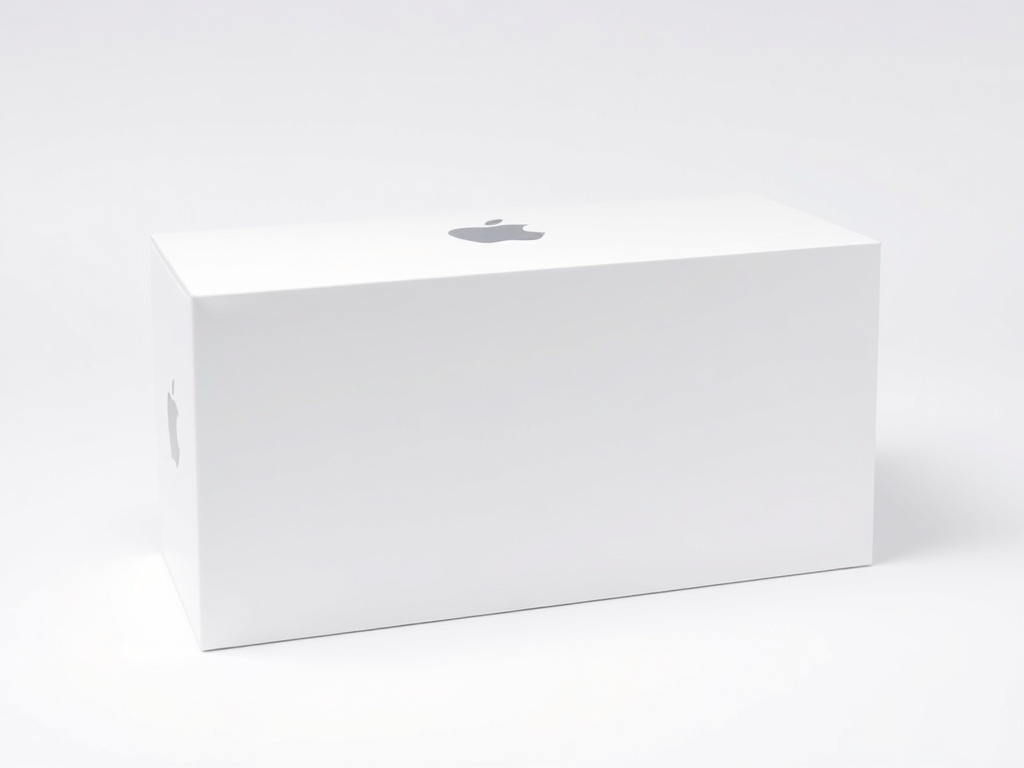 Apple refurbished packaging with clean white box and minimal branding