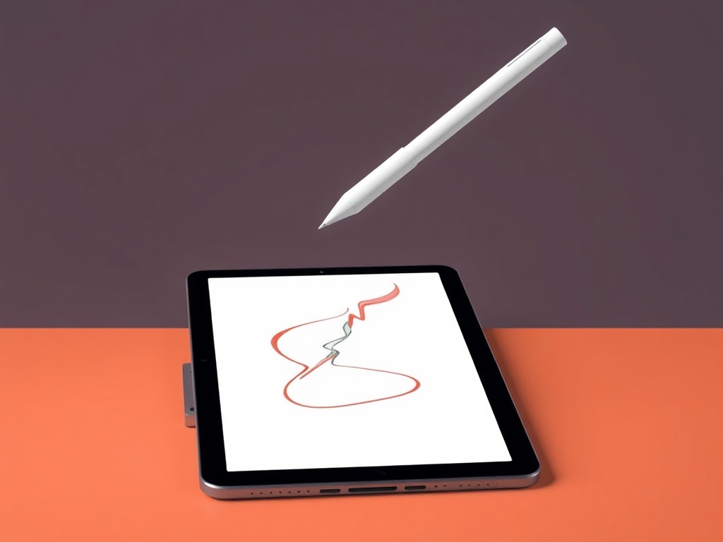 Apple Pencil 3 hovering above iPad screen with digital artwork