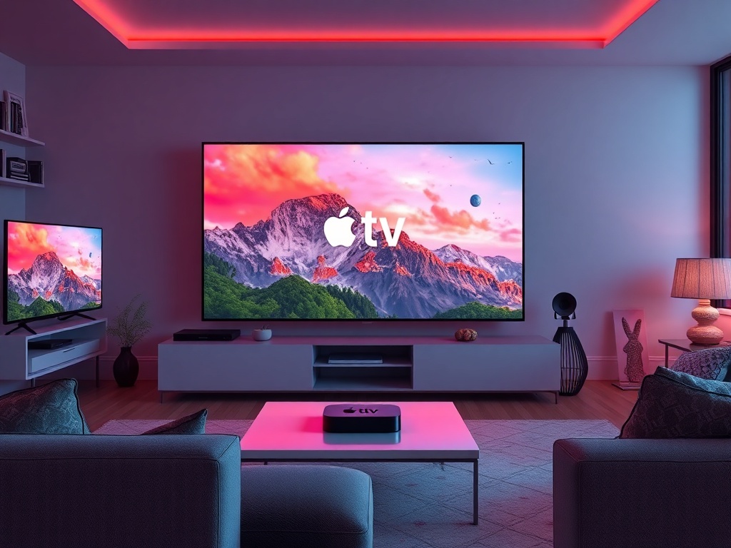 Apple TV 6K with vibrant home entertainment setup