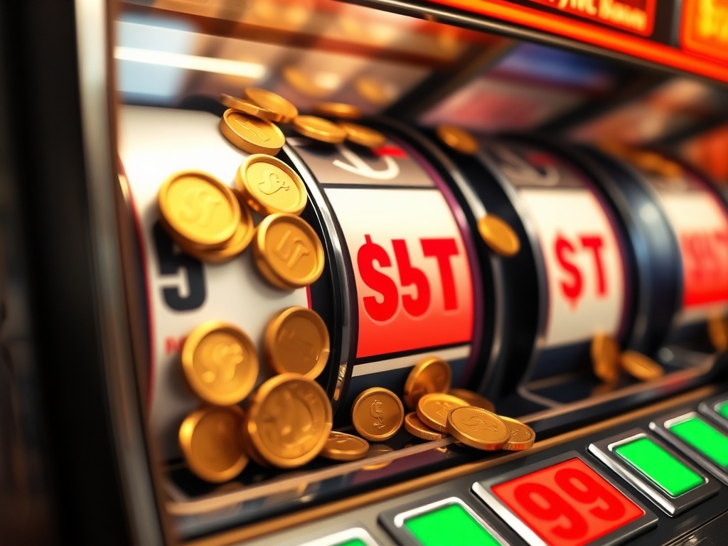 close-up of arcade machine coin slot with scattered coins and price tags, symbolizing cost and value