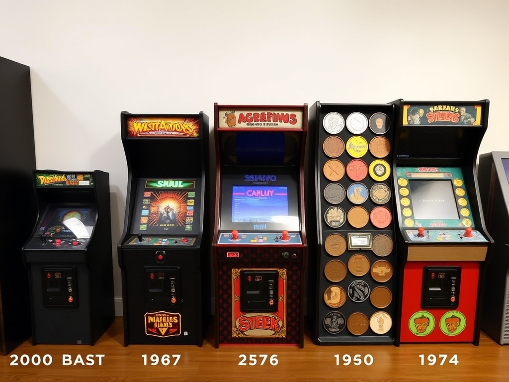 evolution of arcade token collection from small starter set to large curated display over time