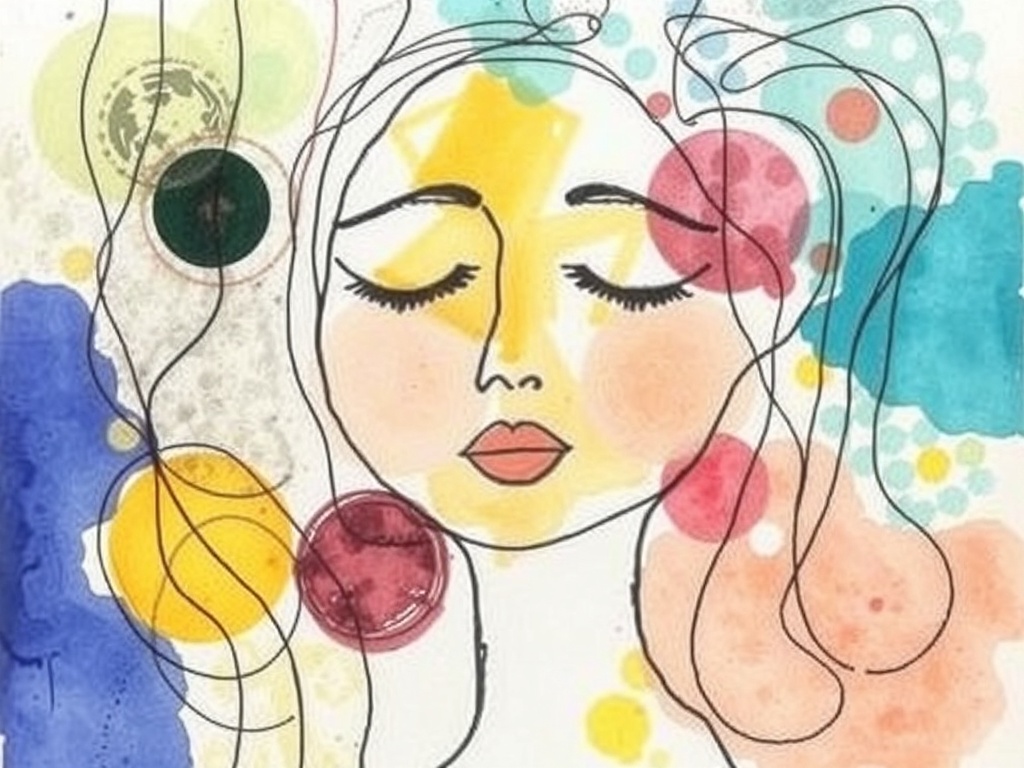 intuitive art journal marks created with eyes closed, organic lines, spontaneous shapes, layered textures