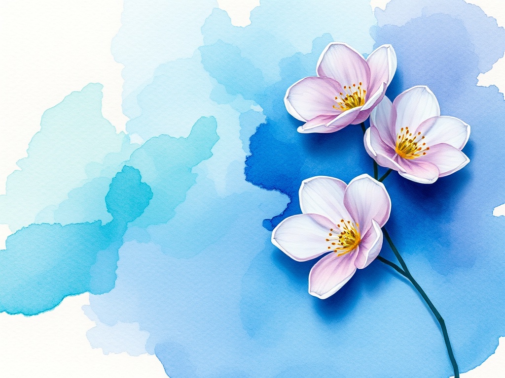 abstract watercolor wash in blues greens and purples blending on textured journal paper with soft edges and paint blooms