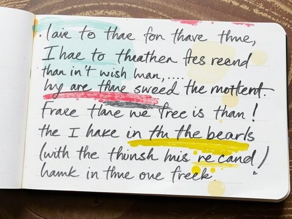 handwriting in art journal page, messy layered text, partially covered with paint, expressive and imperfect