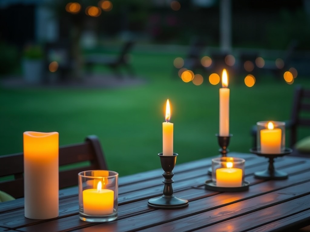 citronella candles on patio