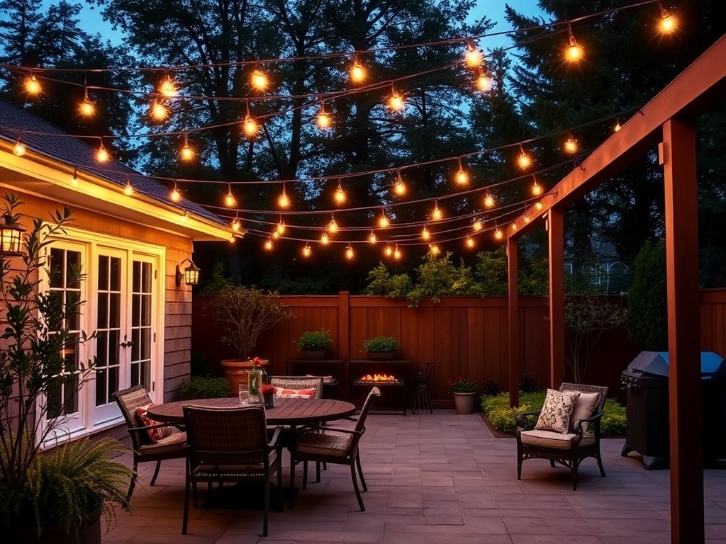 commercial style patio string lights