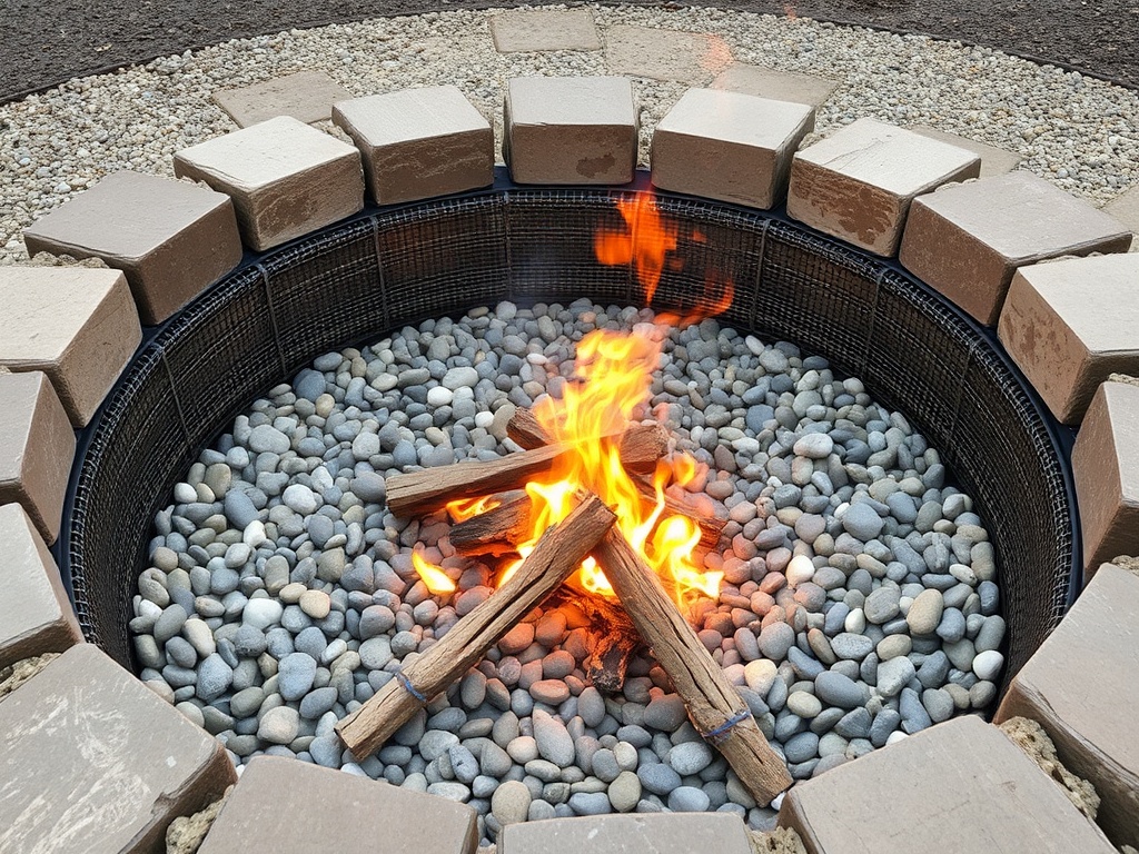 gravel bottom inside fire pit