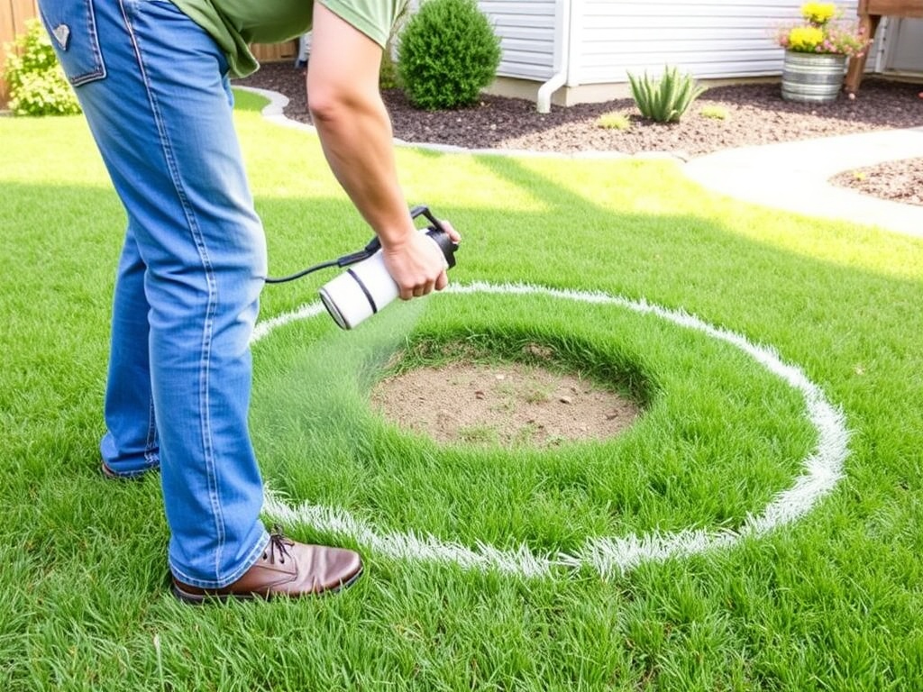 marking fire pit circle in backyard