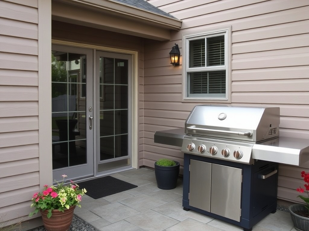 grill placed safely away from house