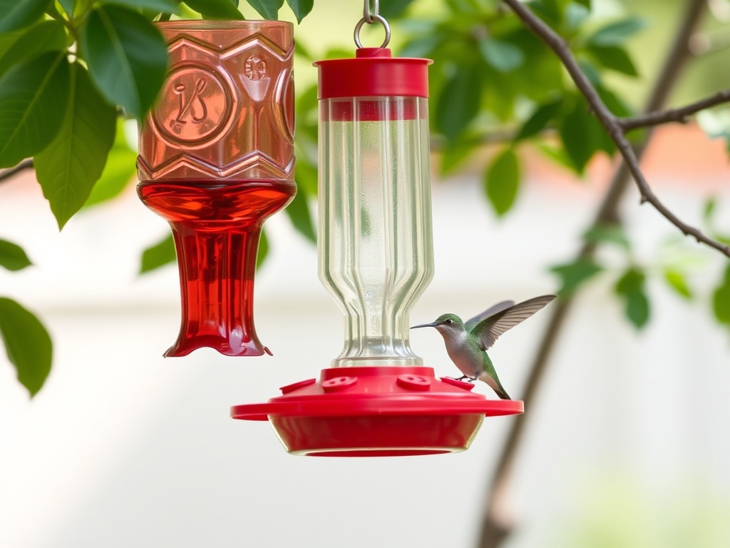 hummingbird feeder hanging outdoors