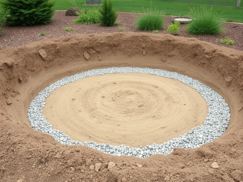 digging circular base for fire pit gravel base leveling tamper process