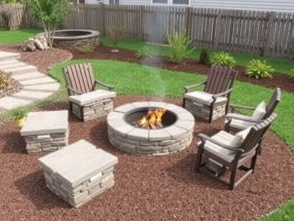 round stone fire pit dimensions diagram seating spacing backyard design