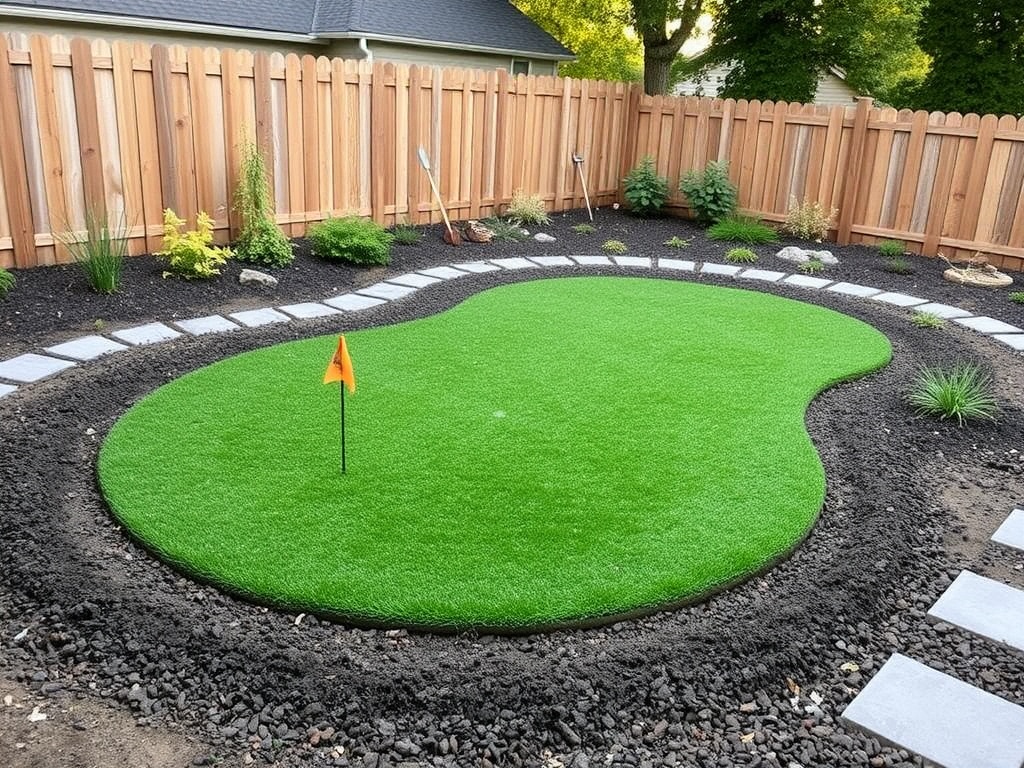 excavating backyard putting green area