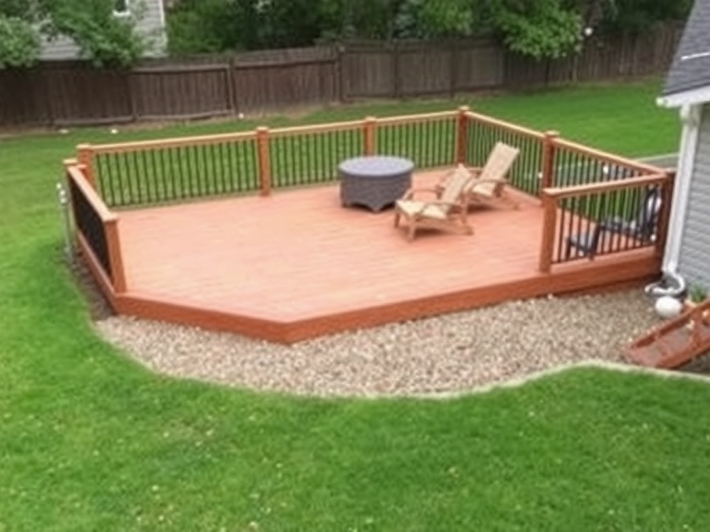ground level backyard deck