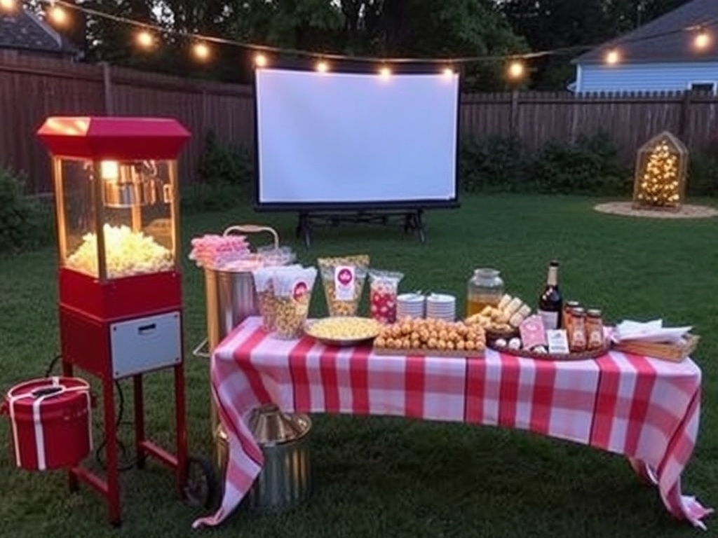 popcorn cart backyard movie night