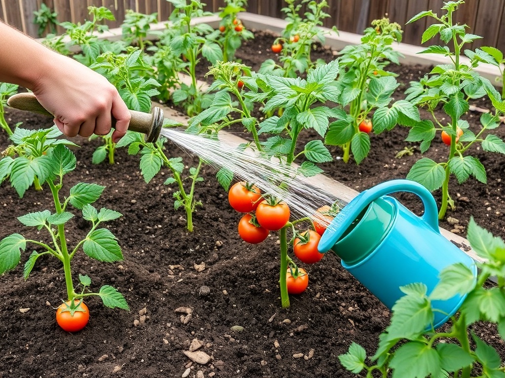 watering tomato plants