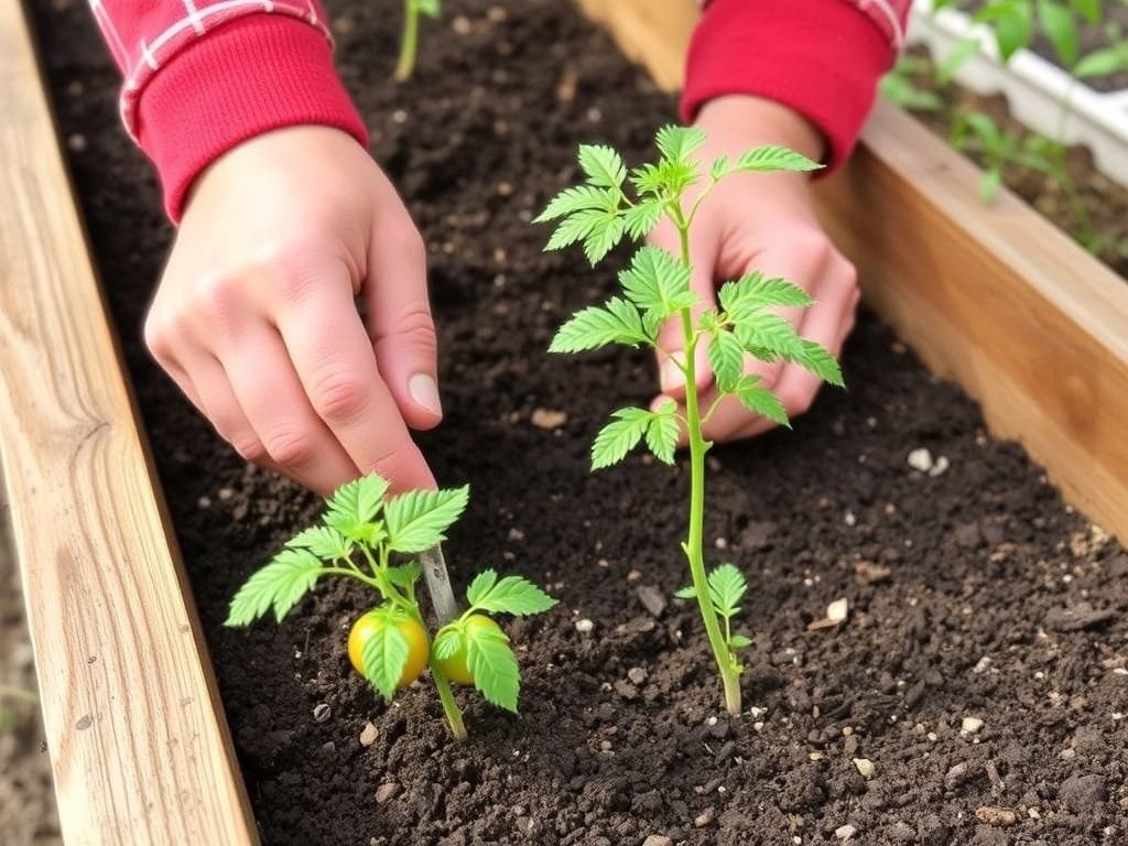 planting tomato seedlings