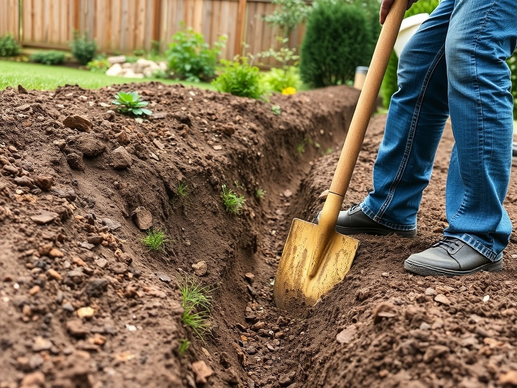digging french drain trench