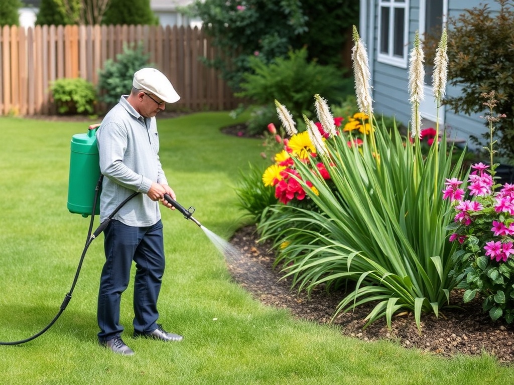 spraying yard for mosquitoes