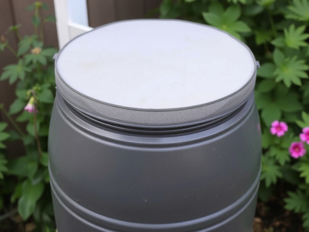 screen covered rain barrel