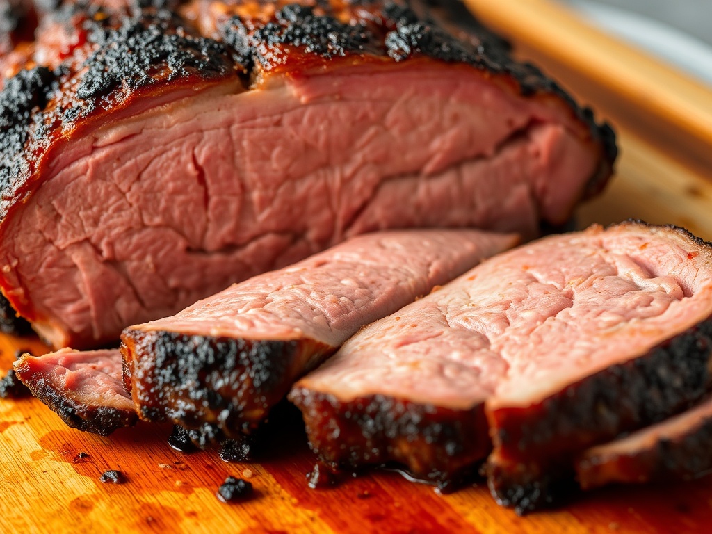 slicing smoked brisket