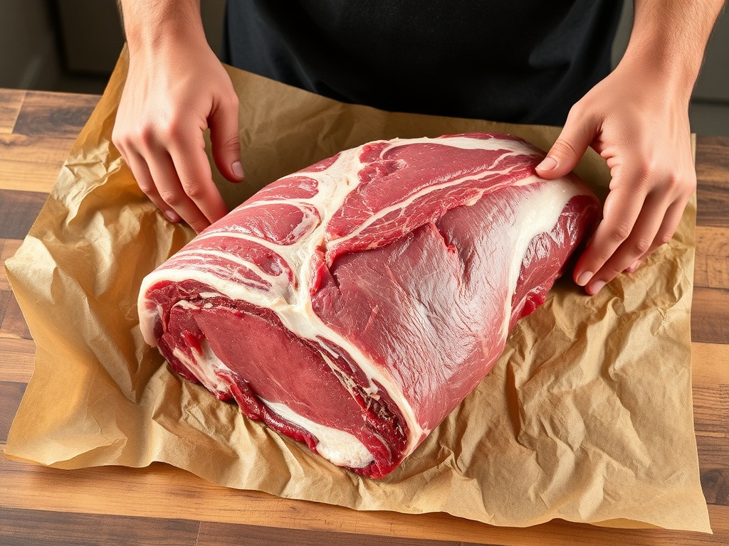 raw packer brisket on butcher paper