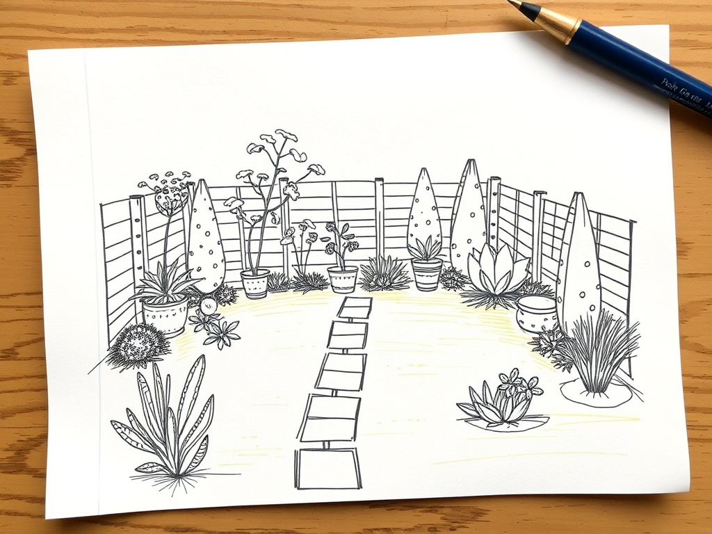 backyard garden planning sketch