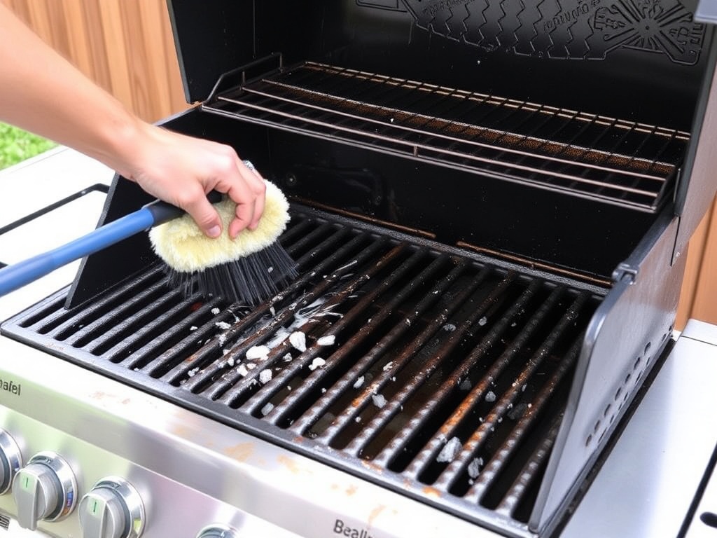 cleaning grill grates with brush