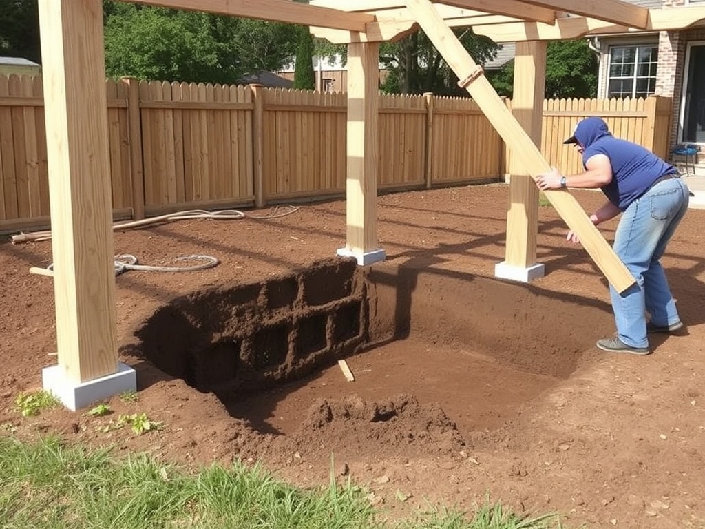 pouring concrete pergola footing