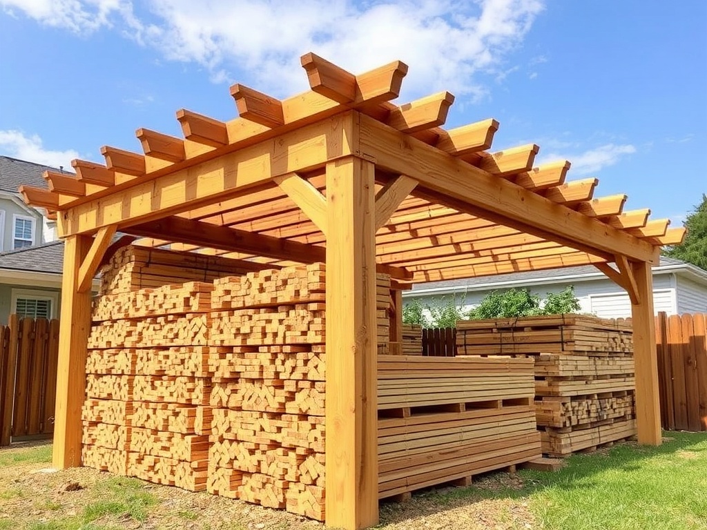 pergola lumber stack