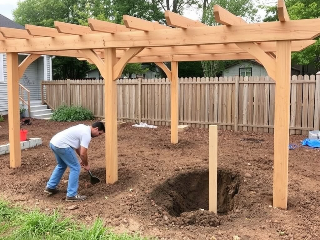 digging pergola post holes