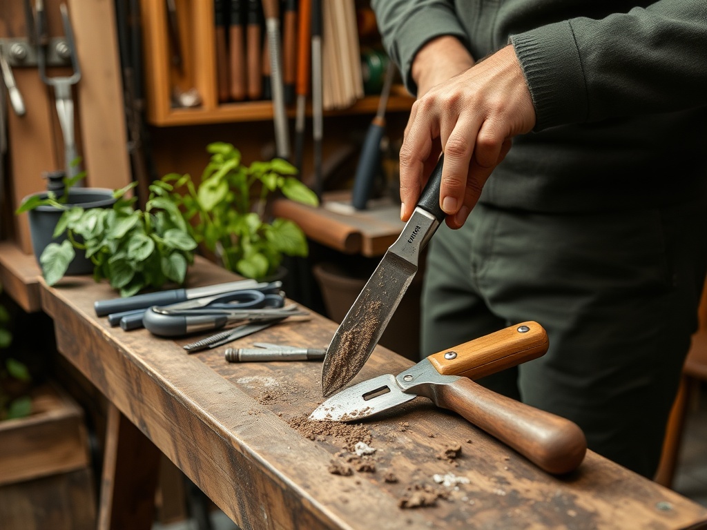 cleaning garden tools