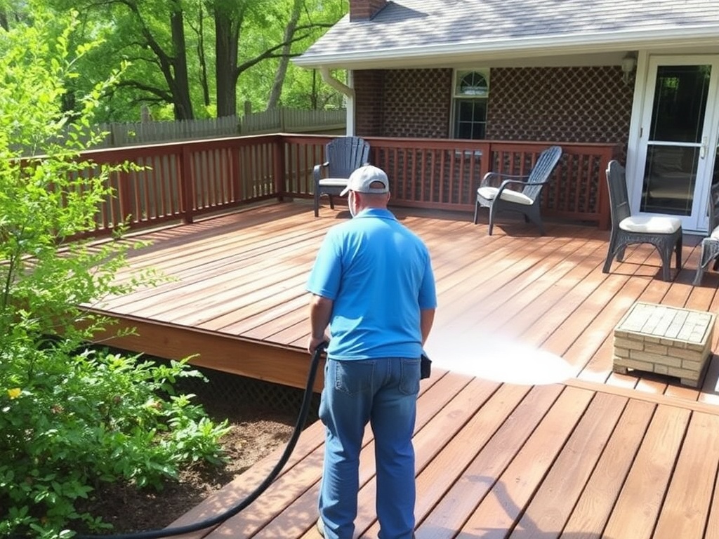 power washing backyard deck