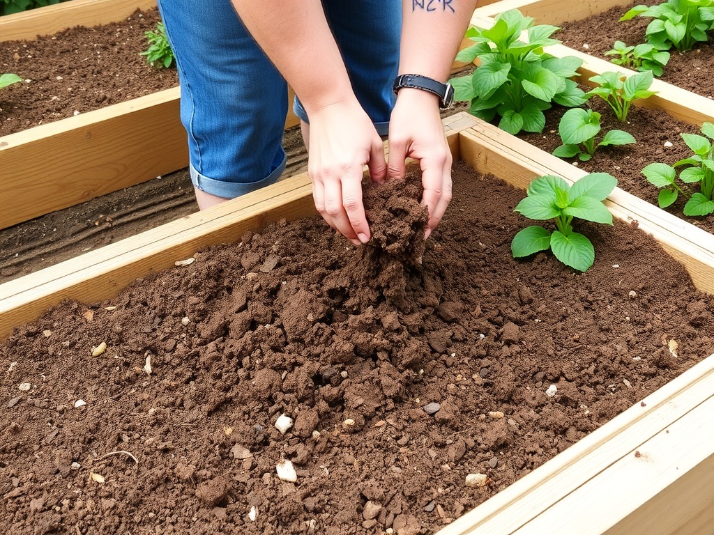 turning garden soil in spring