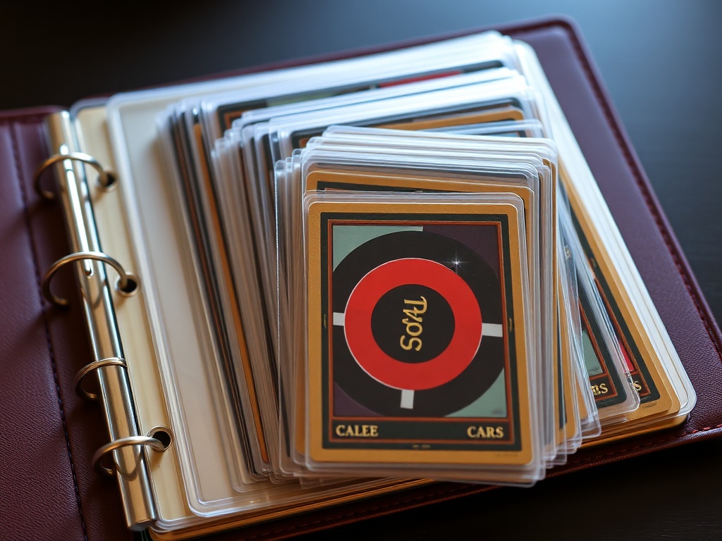 A well-organized card binder with cards safely tucked into protective sleeves.