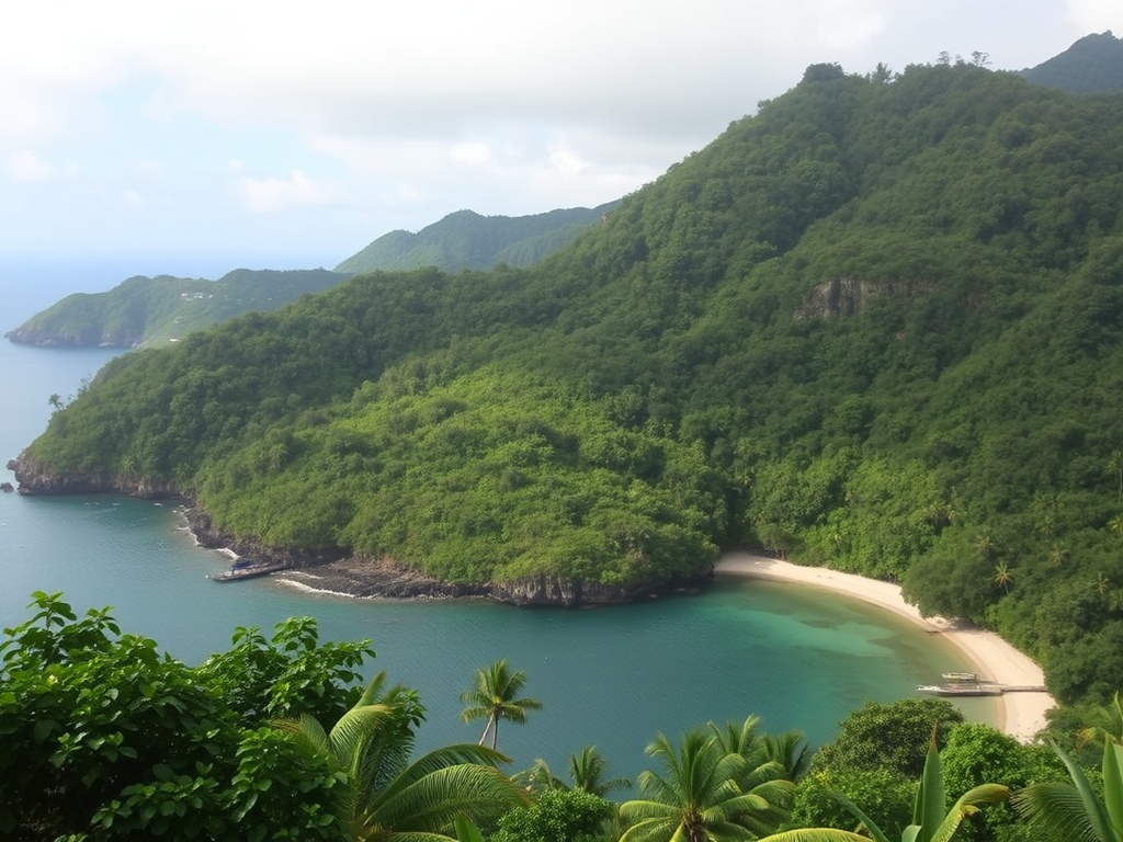 Banana Bay Dominica surrounded by tropical jungle
