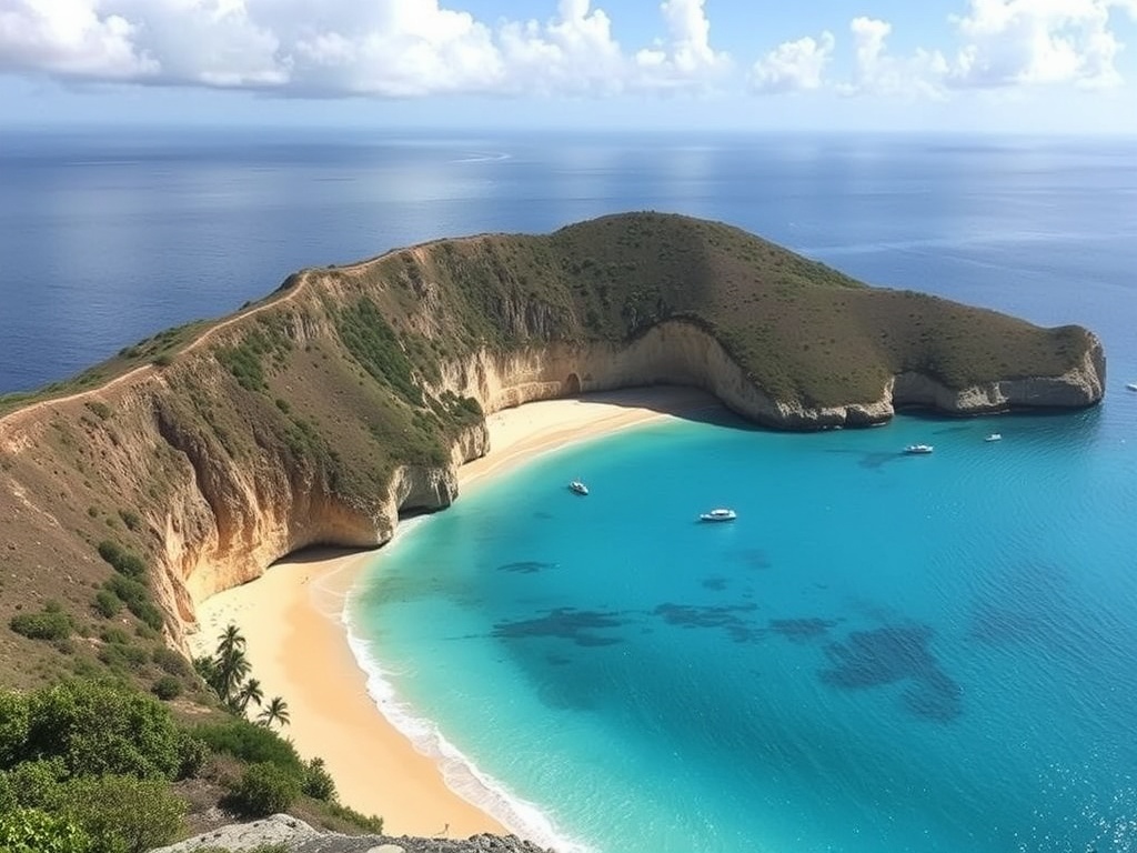 Half Moon Bay Antigua with cliffs and golden sand