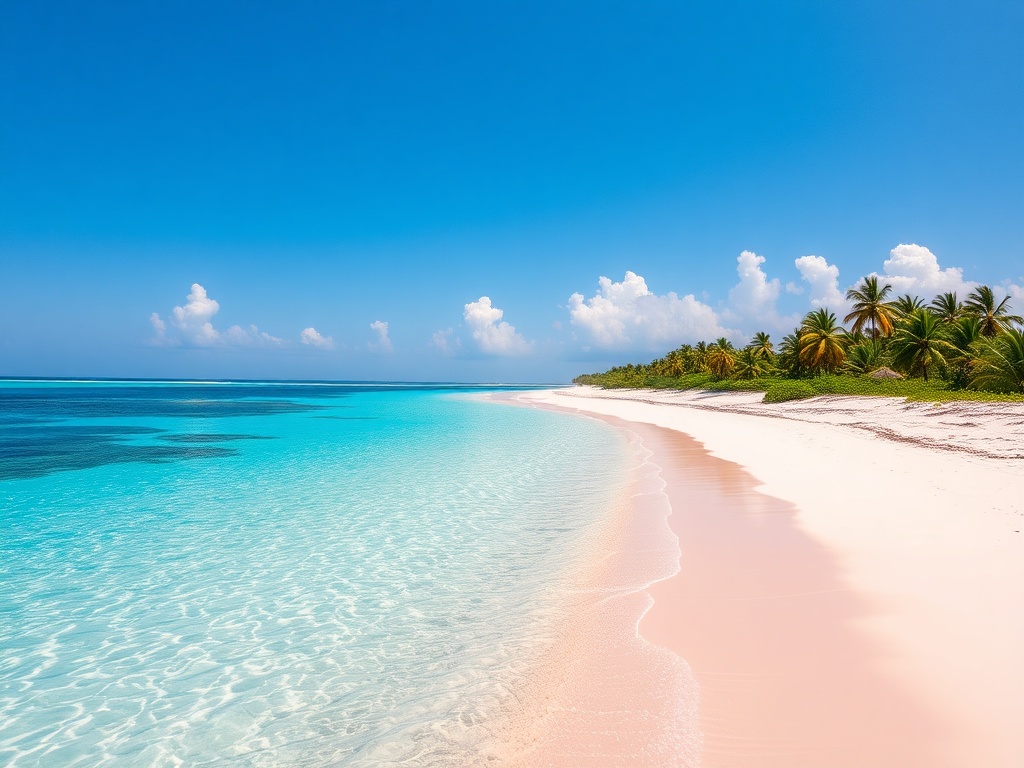 The Bahamas Pink Sands Beach with clear turquoise water