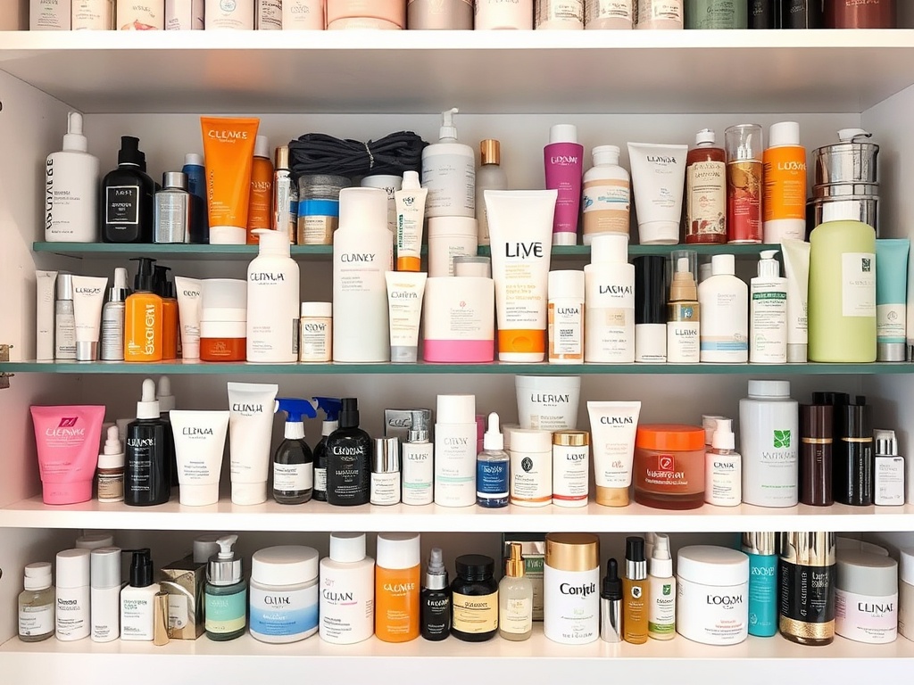 overloaded skincare shelf cluttered with too many products representing skincare mistakes
