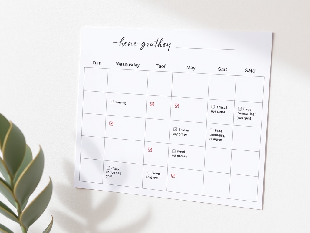 calendar with skincare routine checkmarks consistency habit tracker aesthetic minimal