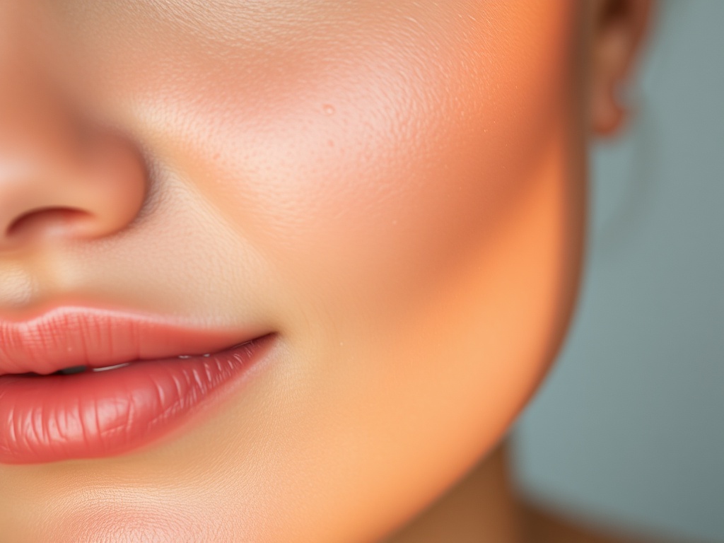 close-up hydrated glowing skin with soft light emphasizing smooth healthy barrier