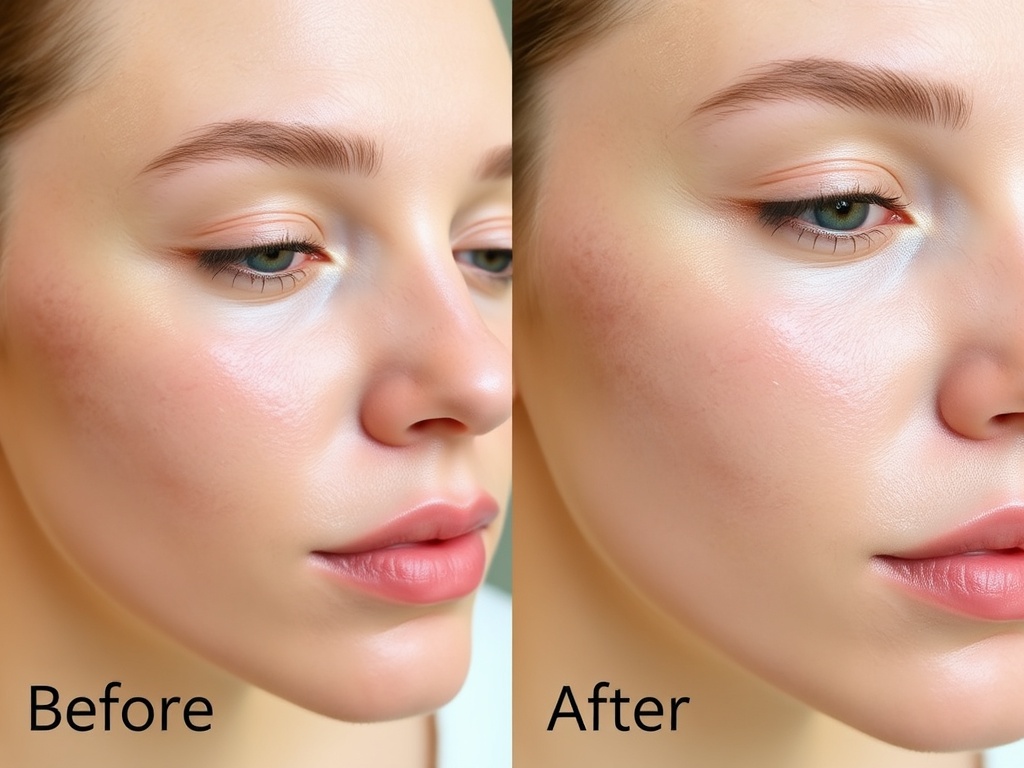 timeline skincare progress glowing skin before after subtle realistic