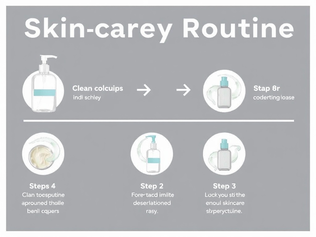 step-by-step skincare routine visual with clean labeled stages
