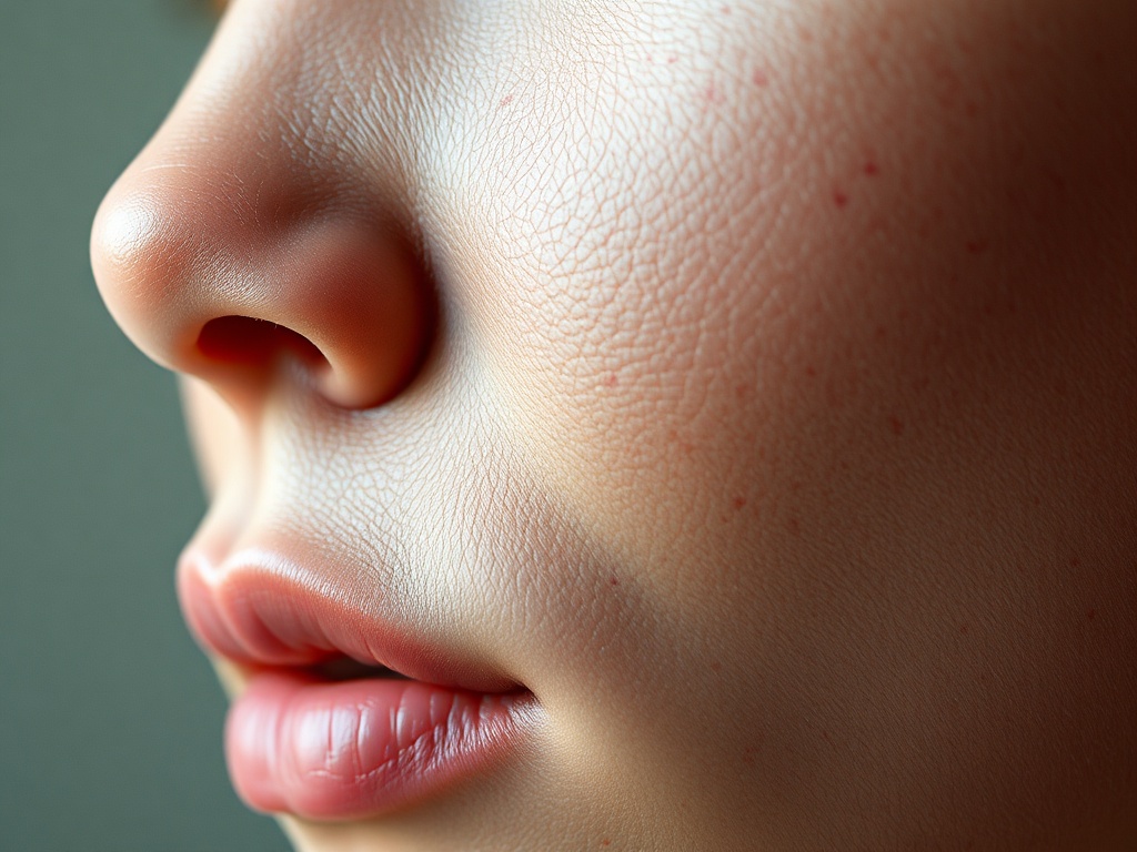 close-up skin redness texture realistic natural light